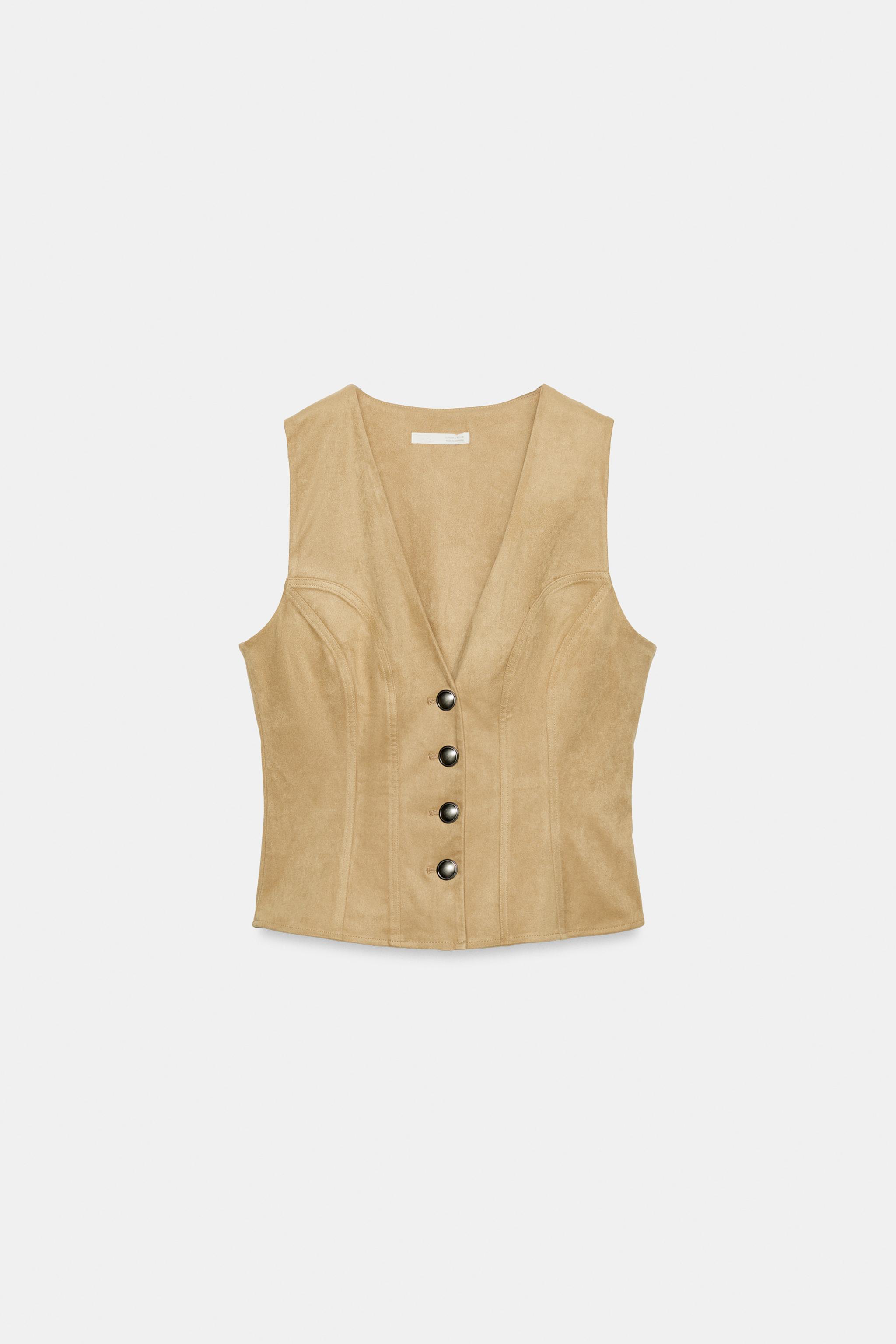 GILET EFFET DAIM À BOUTONS